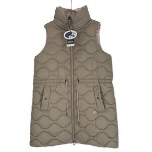 Barbour Vest Womens Size 14 US 18 UK Reversible Shelly Gilet Quilted Beige Pink